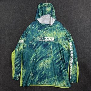 Drake Performance Fishing Shirt Men's XXL Green Camo Hooded Shield 4 Mesh Back